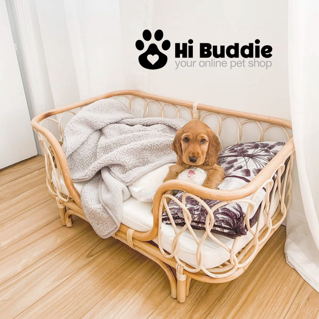 Hi Buddie Pet Bed Handmade Rattan Woven Pet Bed Sofa For Dogs