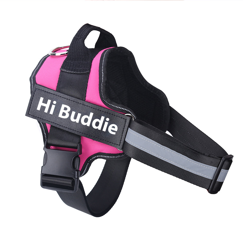Hi Buddie Personalized Dog Harness, NO PULL, Reflective, Adjustable, Custom Patch.
