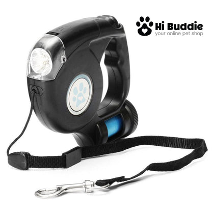 Hi Buddie 3 in 1 Retractable Dog Leash with Flashlight