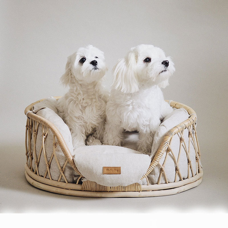 Hi Buddie Pet Bed Handmade Rattan Woven Pet Bed Sofa For Dogs